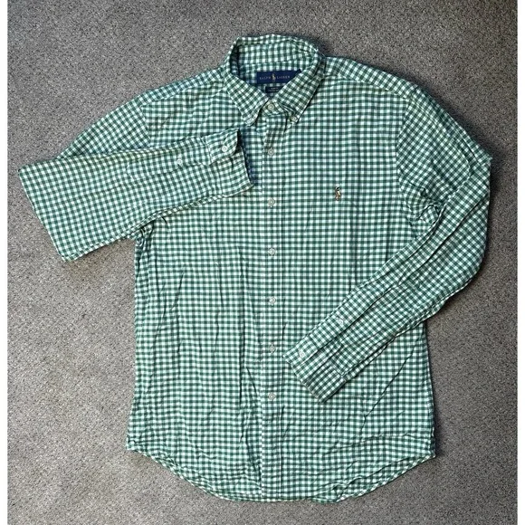 Polo Ralph Lauren Men's Large Slim Fit Stretch Oxford Button Down Shirt Gingham - Picture 2 of 9